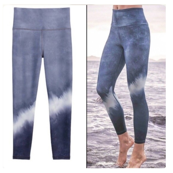Athleta Elation Watercolor Stripe 7/8 Tight Navy Size Large (Est) - Picture 3 of 13